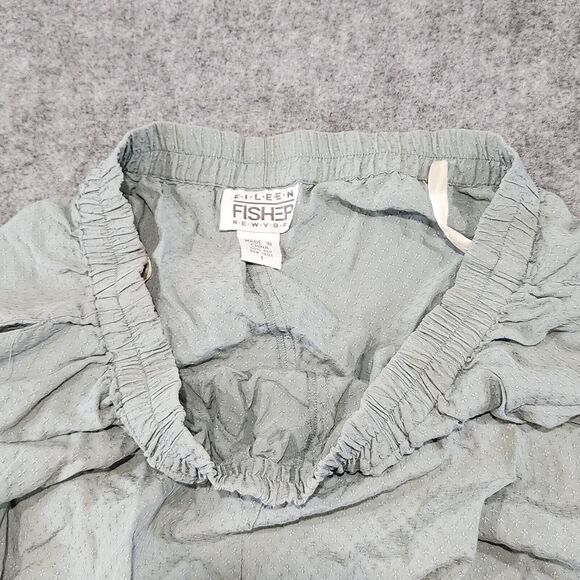 Eileen Fisher Womens Size 1 Pull On Wide Leg 100% Silk Green Pants Stretch - Picture 7 of 13